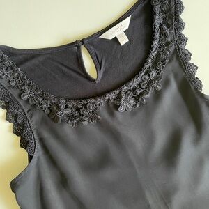 Lauren Conrad Lace Collar Black Top